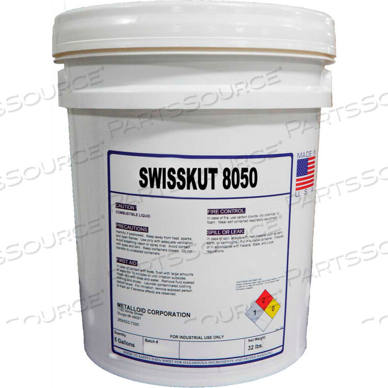 OEM#: SWISSKUT 8050-5GALSWISS CUT 8050 CUTTING FLUID - 5 GALLON PAIL by Metalloid