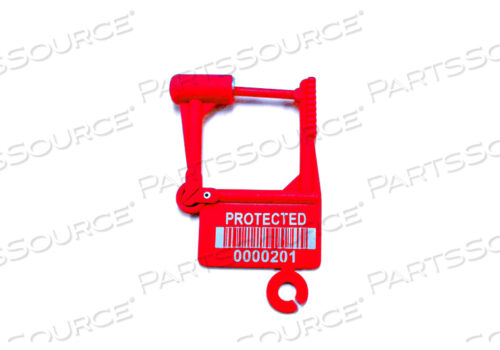 ОДНОРАЗОВЫЙ НАВЕСНОЙ ЗАМОК II: ЗАЩИТА ЛАЗЕРНОЙ ГРАВИРОВКОЙ, ШТРИХ-КОД 128, 7-ЗНАЧНЫЙ ЧИТАЕМЫЙ ЧЕЛОВЕКОМ НОМЕР (КРАСНЫЙ)