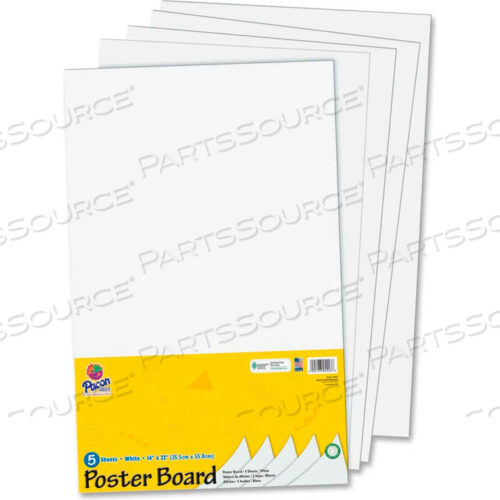 ПЕРЕРАБАТЫВАЕМЫЙ КАРТОН ДЛЯ ПОСТЕРОВ, 14 Ш X 22 В, БЕЛЫЙ, 5 ШТ./УПАКОВКА