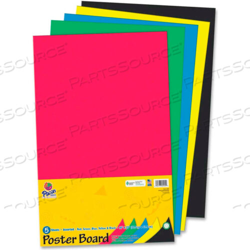 КАРТОН ДЛЯ ПОСТЕРОВ, ИЗГОТОВЛЕННЫЙ ИЗ ПЕРЕРАБАТЫВАЕМЫХ МАТЕРИАЛОВ, 14 Ш X 22 В, АССОРТИ, 5 ШТ./УПАКОВКА