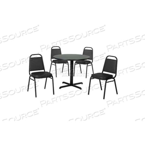 OEM#: 14442RDTK078Комплект из круглого стола и стульев PREMIER HOSPITALITY 42, стул из непальского тика/черного винила от Phoenix Office Furn.