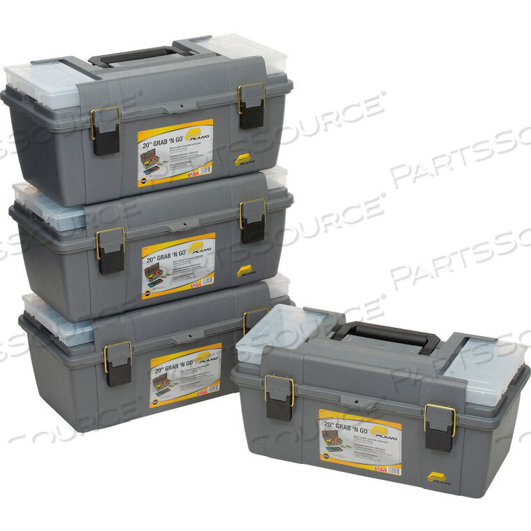 OEM#: 652009652-009 TOOLBOX WITH TRAY AND (2) COMPARTMENT BOXES 20-1/4L X 10-7/8W X 9-1/8H GRAY by Plano Molding