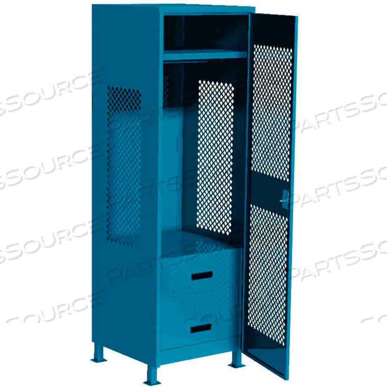 OEM#: GL-2472-24-DR2-DL-BLСВАРНОЙ ШКАФ ДЛЯ МЕХАНИЗМА С 2 ЯЩИКАМИ, ПЕРФОРИРОВАННОЙ ДВЕРЬЮ И НОЖКАМИ, 24X24X72, СИНИЙ от Pucel Enterprises