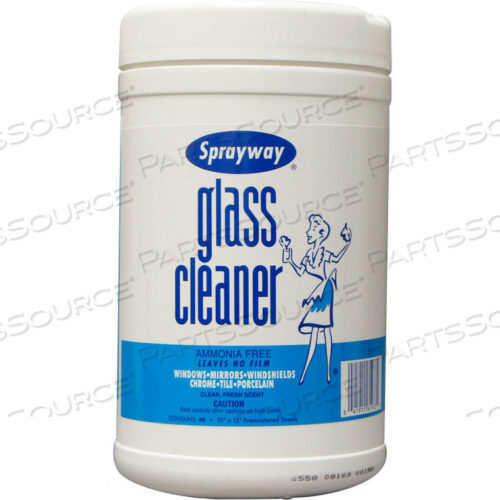GLASS CLEANER WIPES, 40 WIPES/CAN