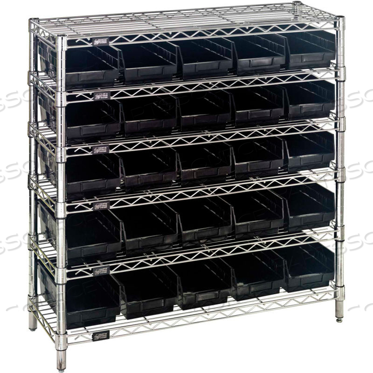 OEM#: WR6-36-1236-102СТЕЛЛАЖ ИЗ СТАЛЬНОЙ ПРОВОЛОКИ С 25 ТОКОПРОВОДЯЩИМИ ЯЩИКАМИ ПО 4 ЧЕРНОГО ЦВЕТА - 6 ПОЛОК - 36 Ш X 12 Г X 36 В от Quantum Storage Systems