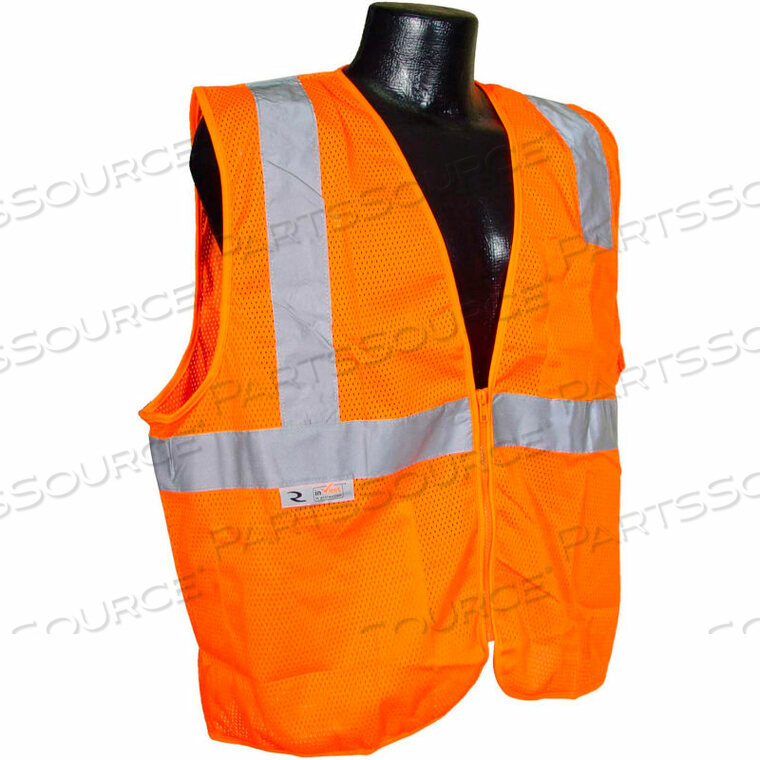 OEM#: SV2ZOM3XSV2Z ECONOMY CLASS 2 MESH SAFETY VEST W/ ZIPPER, HI-VIS ORANGE, 3XL by Radians
