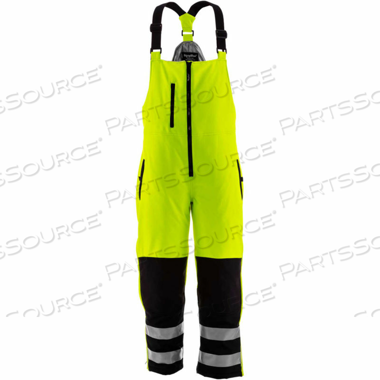 OEM#: 0497RBLM4XLL2HIVIS УТЕПЛЕННЫЙ СОФТШЕЛЛОВЫЙ ВЫСОКИЙ ПОЛУКОМБИНЕЗОН, ЧЕРНЫЙ/ЛАЙМОВЫЙ, РЕЙТИНГ КОМФОРТА -10F, 4XL от RefrigiWear