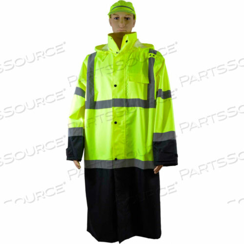 OEM#: LBRC-48-C3-3X48 ДВУХЦВЕТНЫЙ ВОДОНЕПРОНИЦАЕМЫЙ ПЛАЩ, ANSI КЛАСС 3, ЛАЙМ/ЧЕРНЫЙ, РАЗМЕР 3XL от Petra Roc Inc