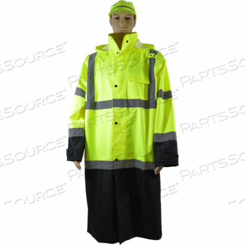 OEM#: LBRC-48-C3-4X48 ДВУХЦВЕТНЫЙ ВОДОНЕПРОНИЦАЕМЫЙ ПЛАЩ, ANSI КЛАСС 3, ЛАЙМОВЫЙ/ЧЕРНЫЙ, РАЗМЕР 4XL от Petra Roc Inc