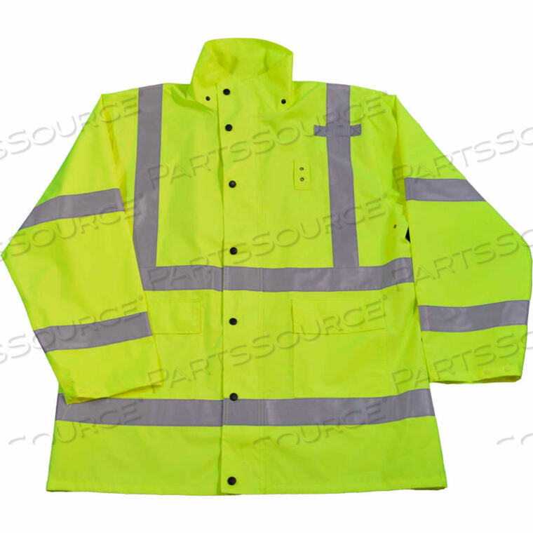 OEM#: LRJK-C3-2XHIVIS КУРТКА-ДОЖДЕВИК, ANSI КЛАСС 3, ПОКРЫТИЕ 300D ОКСФОРД/ПУ, ЛАЙМ, 2XL от Petra Roc Inc