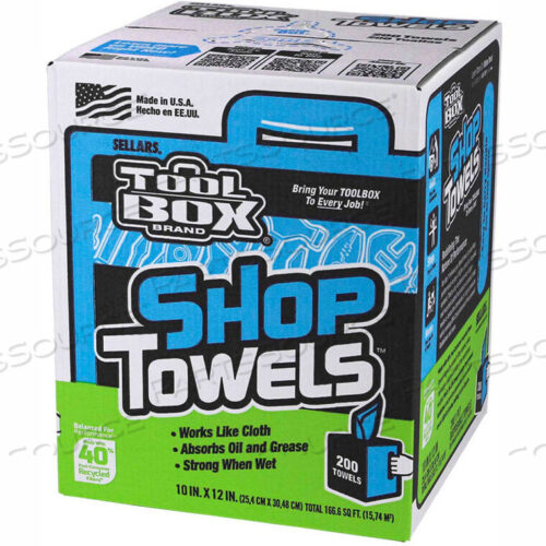 OEM#: 55202TOOLBOX Z400 BLUE SHOP TOWELS, 200 SHEETS/BOX, 6 BOXES/CASE by Sellars Retail Dist Co