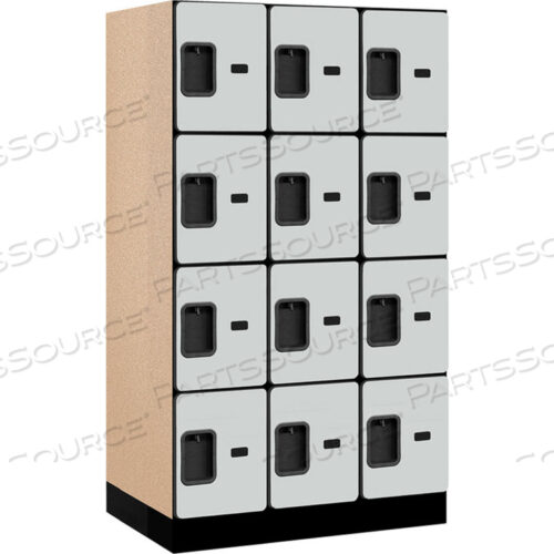 OEM#: 34351GRYЧЕТЫРЕХЪЯРУСНЫЙ 12-ДВЕРНЫЙ ДЕРЕВЯННЫЙ ШКАФЧИК, 12ШX21DX15В, СЕРЫЙ, ЧАСТИЧНО СОБРАННЫЙ Salsbury Industries