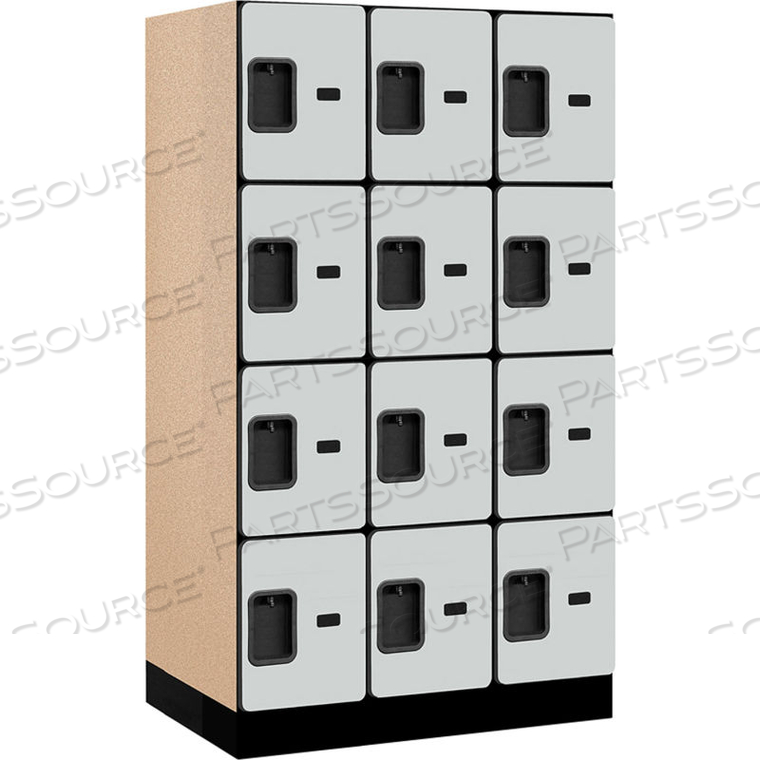 OEM#: 34351GRYЧЕТЫРЕХЪЯРУСНЫЙ 12-ДВЕРНЫЙ ДЕРЕВЯННЫЙ ШКАФЧИК, 12ШX21DX15В, СЕРЫЙ, ЧАСТИЧНО СОБРАННЫЙ Salsbury Industries