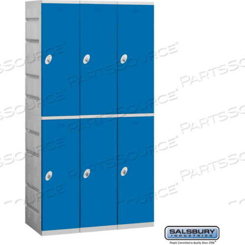OEM#: 92368BL-UDOBLE TIER 6 DOOR PLASTIC LOCKER, 12-3/4WX18DX36-1/2H, СИНИЙ, В РАЗОБРАННОМ ВИДЕ от Salsbury Industries