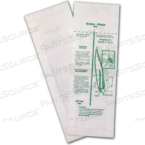 OEM#: GK-F&G-10*ПОДХОДИТ ДЛЯ ПЫЛЕСОСОВ CLARKE ALTO 300 - 400 С МАТЕРЧАТЫМ МЕШКОМ RELIAVAC 12 л.с. и 16 л.с., 10 штук в упаковке БУМАЖНЫХ МЕШКОВ ДЛЯ ПЫЛЕСОСОВ от Kleen Green