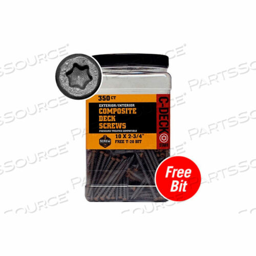 10 X 2-3/4 C-DECK COMPOSITE ACQ COMPATIBLE STAR DRIVE DECK SCREWS - FLINT - PKG OF 75