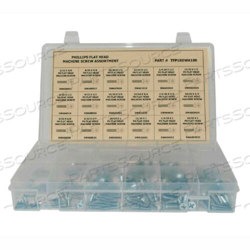 OEM#: TFP18DWAWN400400 ШТ. АССОРТИМЕНТ ВИНТОВ ДЛЯ КРЕПЛЕНИЯ - #6 ДО 1/4 - ПЛОСКАЯ ГОЛОВКА PHILLIPS - СТАЛЬ - ЦИНК от Titan Fasteners