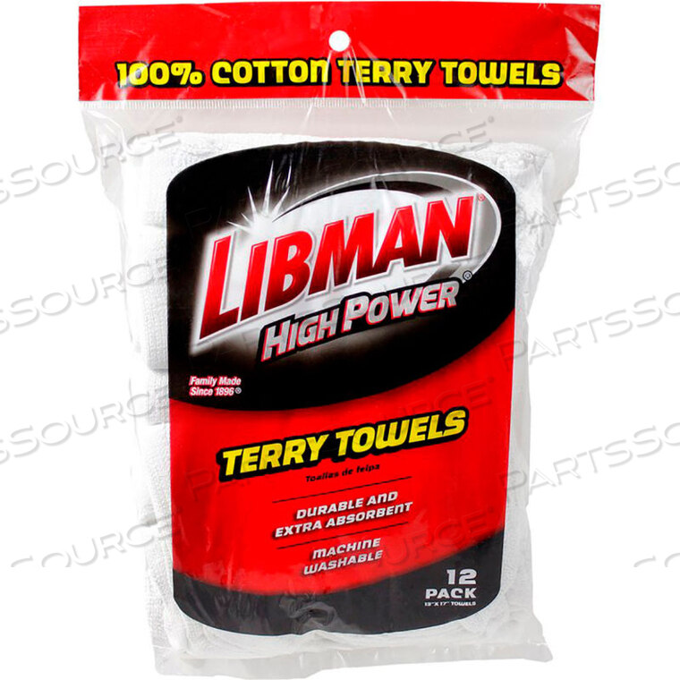 OEM#: 590HIGH POWER 100% COTTON PREMIUM WHITE SHOP TOWELS, 12 PACK by Libman
