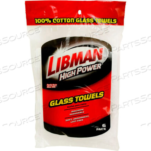 OEM#: 592HIGH POWER 100% COTTON WHITE GLASS TOWELS, 6 PACK by Libman