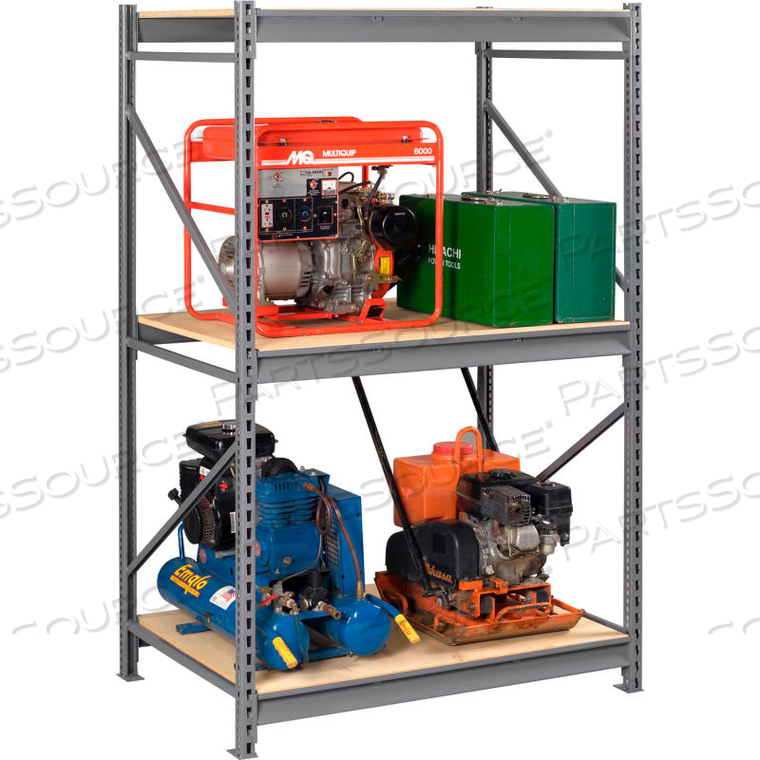 OEM#: BU-9624120PS-MGYСТЕЛЛАЖ ДЛЯ ХРАНЕНИЯ ГРУЗОВ - 96 Ш X 24 Г X 120 В - СТАРТЕР - 3 УРОВНЯ ПОЛОК - ДЕРЕВЯННАЯ НАСТОЙКА - СРЕДНЕ-СЕРЫЙ от Tennsco Corp.