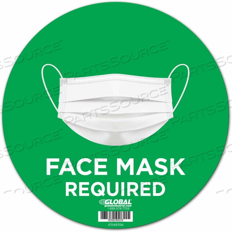 OEM#: CP00581312 Настенный знак «ТРЕБУЕТСЯ КРУГЛАЯ МАСКА ДЛЯ ЛИЦА», зеленый, клейкий от The Magnet Group