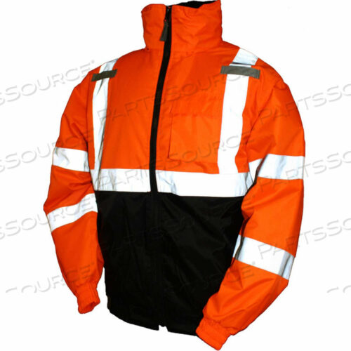 OEM#: J26119.5XJ26119 BOMBER II HOODED JACKET, FLUORESCENT ORANGE/RED/BLACK, 5XL by Tingley Rubber