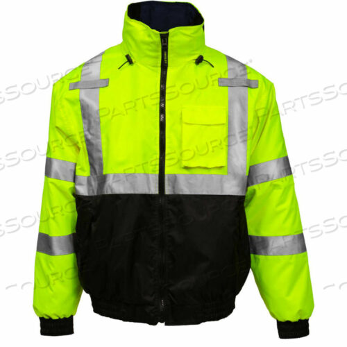 OEM#: J26172.LGBOMBER 3.1 HI-VIS HOODED JACKET, ZIPPER, FLUORESCENT YELLOW/GREEN/BLACK, L by Tingley Rubber