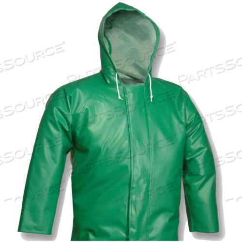 OEM#: J41108.MDJ41108 SAFETYFLEX STORM FLY FRONT HOODED JACKET, GREEN, MEDIUM by Tingley Rubber