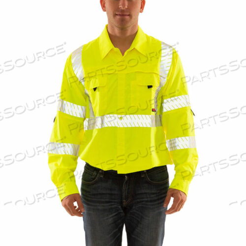 OEM#: S76522.4XREFLECTIVE LONG SLEEVE SHIRT, SILVER TAPE, TYPE R, CLASS 3, FL LIME, 4XL by Tingley Rubber
