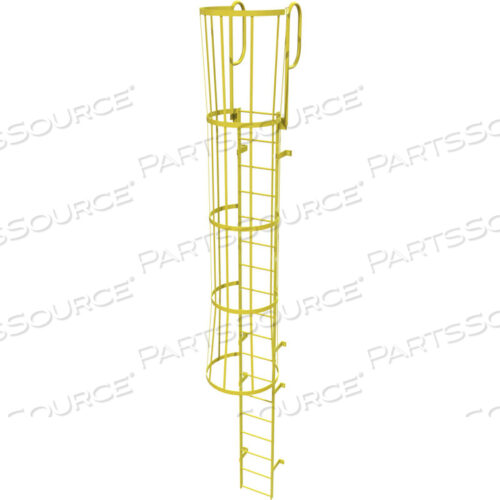 OEM#: WLFC1218-Y18 СТАЛЬНАЯ СТУПЕНЧАТАЯ СТЕННАЯ ЛЕСТНИЦА С КЛЕТКОЙ, ЖЕЛТАЯ от Tri-Arc