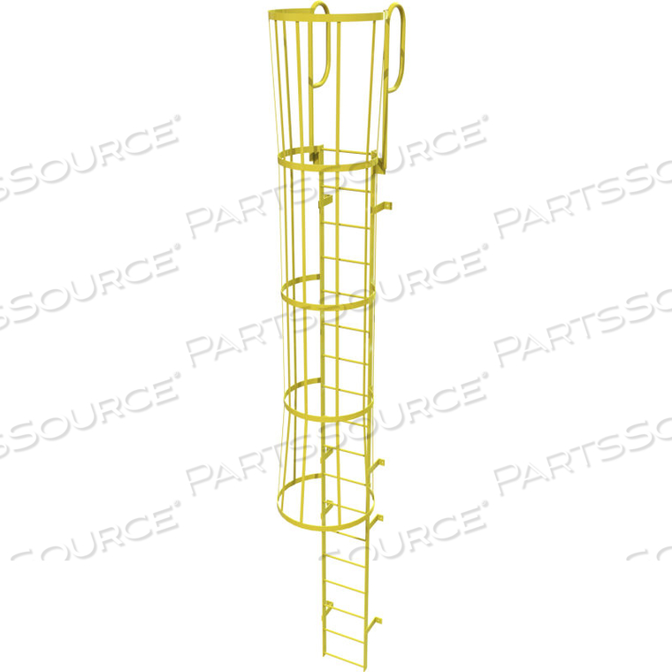 OEM#: WLFC1218-Y18 СТАЛЬНАЯ СТУПЕНЧАТАЯ СТЕННАЯ ЛЕСТНИЦА С КЛЕТКОЙ, ЖЕЛТАЯ от Tri-Arc