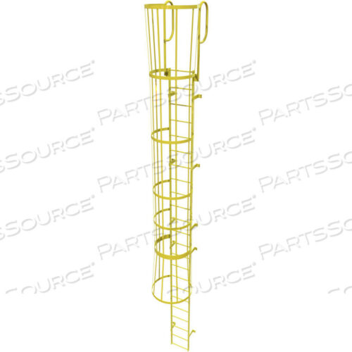 OEM#: WLFC1223-Y23 STEP STEEL CAGED WALK THROUGH FIXED ACCESS LADDER, SAFETY YELLOW by Tri-Arc