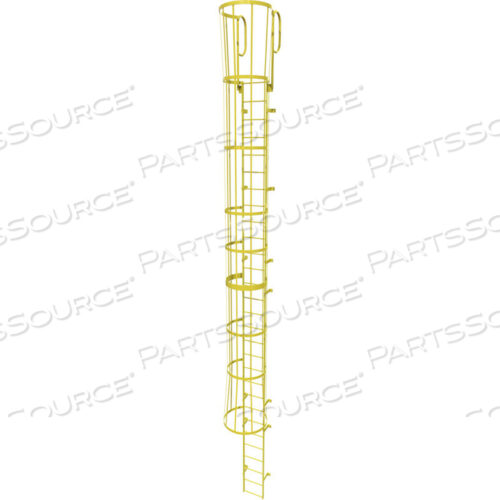 OEM#: WLFC1229-Y29 STEP STEEL CAGED WALK THROUGH FIXED ACCESS LADDER, SAFETY YELLOW by Tri-Arc