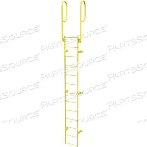 OEM#: WLFS0213-Y13 STEP STEEL WALK THROUGH WITH HANDRAILS FIXED ACCESS LADDER, YELLOW by Tri-Arc