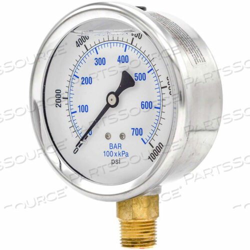 OEM#: 201L-402U4 МАНОМЕТР, ЖИДКОСТНЫЙ, 10 000 PSI, НЕРЖАВЕЮЩИЙ КОРПУС, НИЖНЕЕ КРЕПЛЕНИЕ от PIC Gauges
