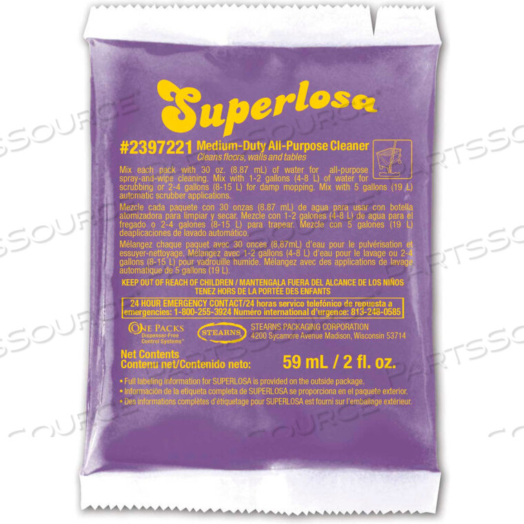 OEM#: 2397221SUPERLOSA LAVENDER НЕЙТРАЛЬНОЕ ЧИСТЯЩЕЕ СРЕДСТВО - УПАКОВКИ ПО 2 УНЦИИ, 72 УПАКОВКИ/КОРОБКА от Stearns Packaging Corporation