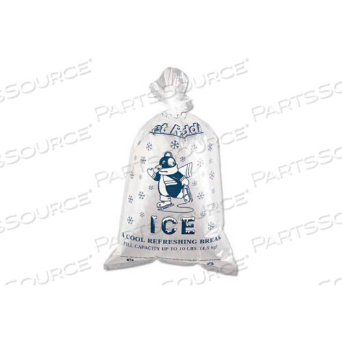 OEM#: IBSIC1221PRINTED ICE BAG 12 X 21 10LB CAPACITY 1.5 MIL - 1000 PACK by United Stationers Supply