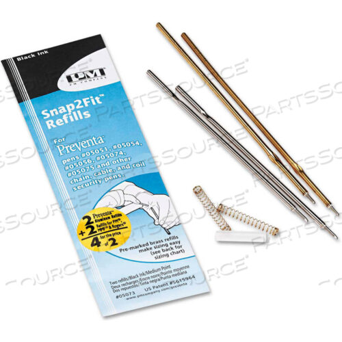 ICONEX REFILL FOR PMC PREVENTA, MMF KABLE & SENTRY COUNTER PENS, MEDIUM POINT, BLK INK, 2/PK