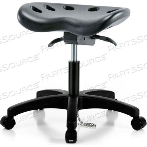 OEM#: GT821ESDINTERION ESD POLYURETHANE TRACTOR STOOL WITH SEAT TILT - BLACK W/ BLACK BASE by E Com Inc