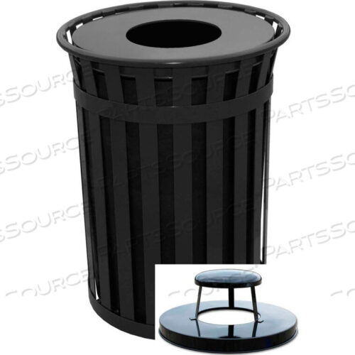 OEM#: M5001-RC-BKOAKLEY 50-ГАЛЛОННАЯ РЕШЕТЧАТАЯ СТАЛЬНАЯ ЕМКОСТЬ С ВЕРХНЕЙ ЧАСТЬЮ-ДОЖДЕВИКОМ, ЧЕРНАЯ от Witt Company