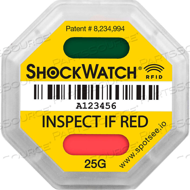 OEM#: SWRFID-25GSPOTSEE RFID ИНДИКАТОРЫ УДАРА, ДИАПАЗОН 25G, ЖЕЛТЫЕ, 100/КОРОБКА от Shockwatch Inc