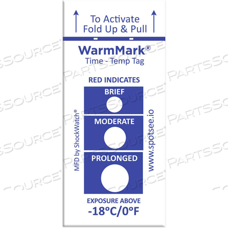 OEM#: WM 18/0SPOTSEE WARMMARK -18C/0F 3-ОКОННЫЕ ИНДИКАТОРЫ ВРЕМЕНИ И ТЕМПЕРАТУРЫ, 100/КОРОБКА от Shockwatch Inc