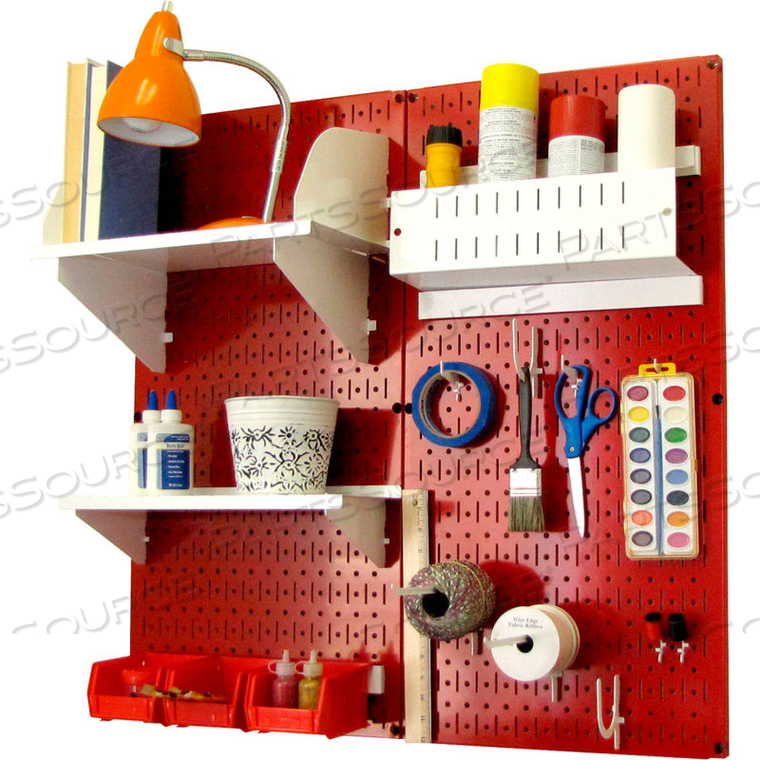 OEM#: 30-CC-200 RWPEGBOARD НАБОР ДЛЯ ХРАНЕНИЯ ОРГАНИЗАТОРОВ ДЛЯ ХОББИ-РУКОДЕЛИЯ, КРАСНЫЙ/БЕЛЫЙ, 32 X 32 X 9 от Wall Control Pegboard