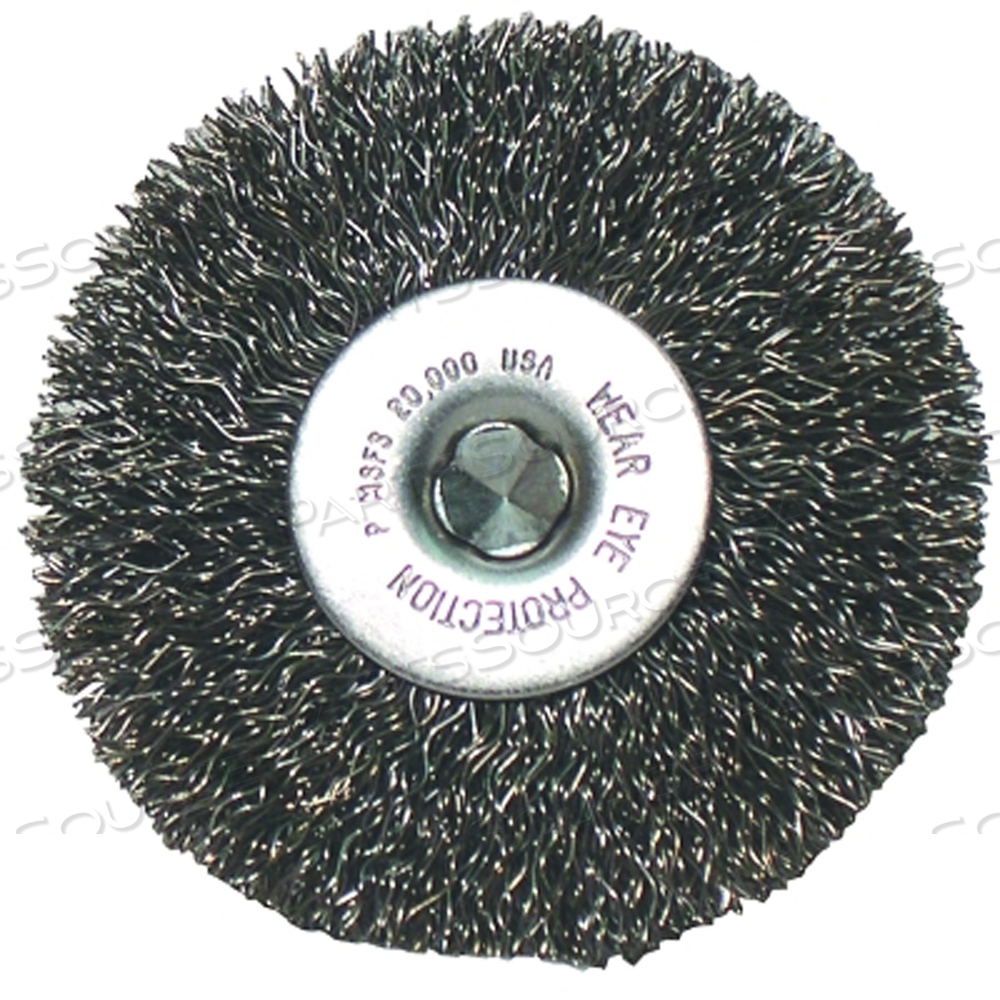 OEM#: 93763CRIMPED WHEEL BRUSH, 3 IN D X 1/2 IN W, 0.014 IN, STAINLESS STEEL by Anchor