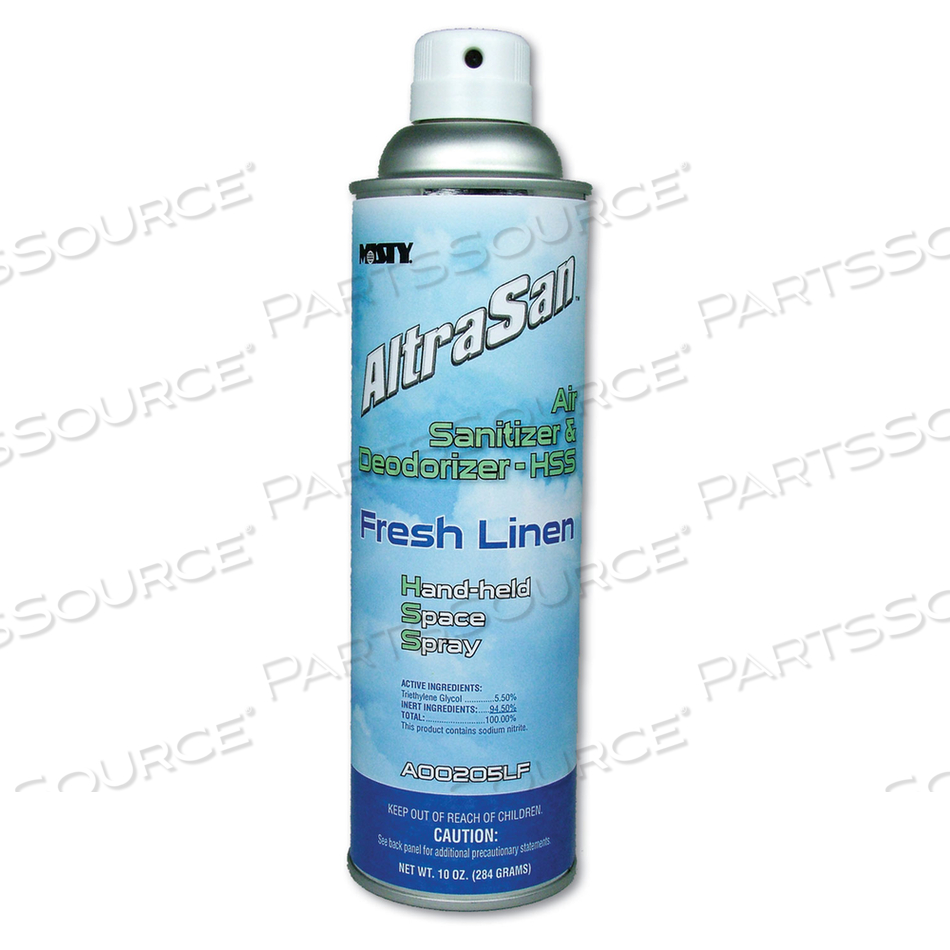 OEM#: 1037236Ручной дезинфицирующий/дезодорирующий очиститель воздуха, свежее белье, аэрозольный спрей 10 унций, 12 шт. в коробке от Misty