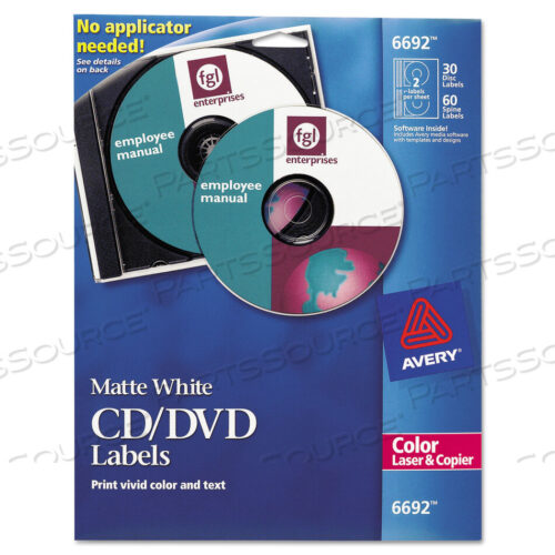 OEM#: 6692LASER CD LABELS, МАТОВО-БЕЛЫЕ, 30 ШТ./УПАКОВКА от Avery