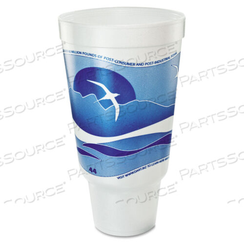 OEM#: 44AJ32HHORIZON ПЕННЫЕ КУБКИ ДЛЯ ГОРЯЧЕЙ/ХОЛОДНОЙ НАПИТКОВ, 44 УНЦИИ, ЦВЕТ OCEAN BLUE/WHITE, 15 ШТ./ПАКЕТ, 20 ШТ./КОРОБКА от Dart Container Corporation