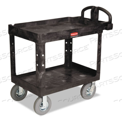 OEM#: FG452010BLAHEAVY-DUTY UTILITY CART С ПОЛКАМИ С ВЫСТУПАМИ, ПЛАСТИКОВАЯ, 2 ПОЛКИ, ГРУЗОПОДЪЕМНОСТЬ 500 ФУНТОВ, 25,88 X 45,25 X 37,13, ЧЕРНАЯ от Rubbermaid Medical Division