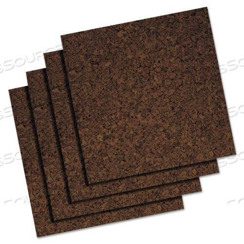 OEM#: 101CORK PANEL BULLETIN BOARD, BROWN, 12 X 12, 4 PANELS/PACK by Quartet