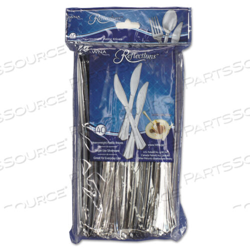 OEM#: WNA REF320KNREFLECTIONS ТЯЖЕЛЫЕ ПЛАСТИКОВЫЕ ПРИНАДЛЕЖНОСТИ, НОЖ, СЕРЕБРЯНЫЙ, 7 1/2, 40/УПАКОВКА от WNA